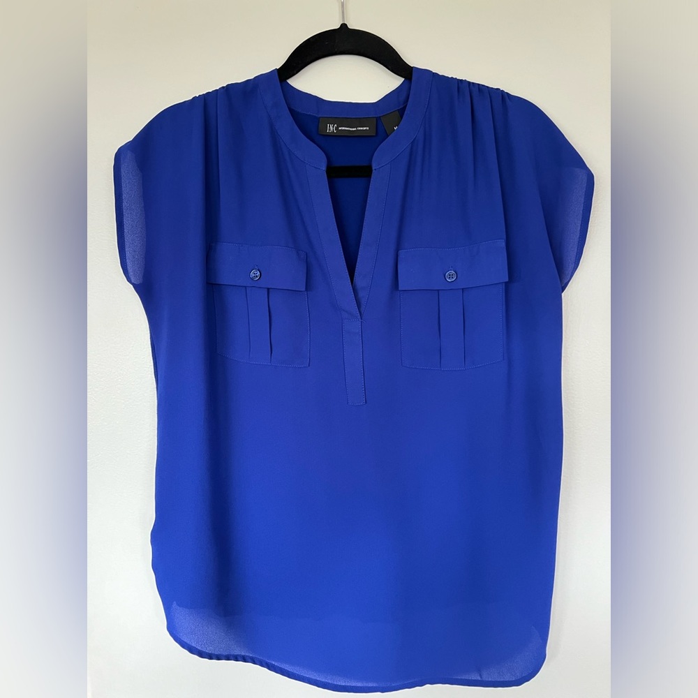 Crop Sleeve Shirt, Cobalt, Women’s Medium